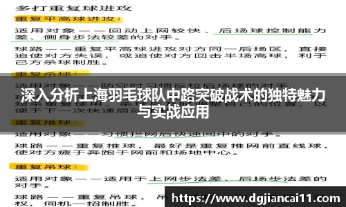 深入分析上海羽毛球队中路突破战术的独特魅力与实战应用
